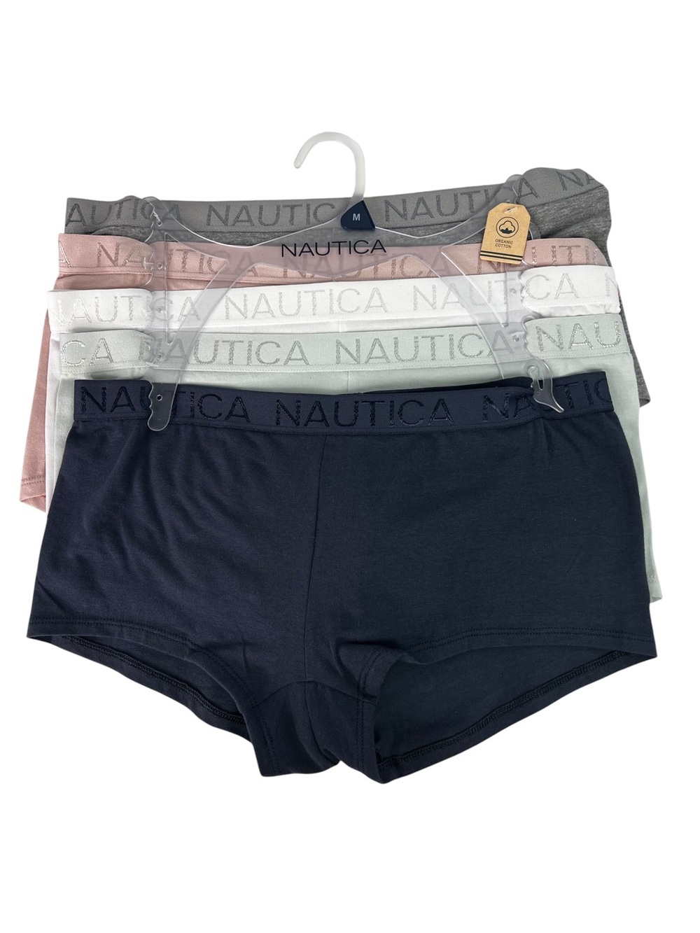 Nautica Women’s Panties Sz Medium Pkg/5 Organic Boyshorts Tag-Free Multi Colors